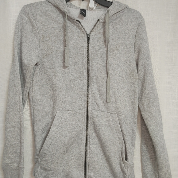 adidas Jackets & Blazers - Adidas Front Zip Gray Cotton/Polyester Blend Drawstring Jacket-Size: XS